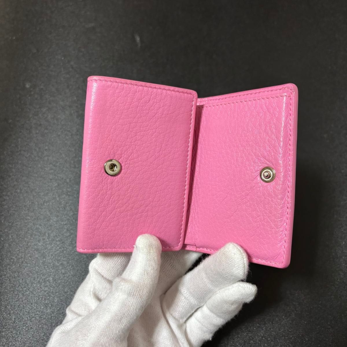 t46 Balenciaga バレンシアガ ペーパーミニウォレット ピンク レザー 3