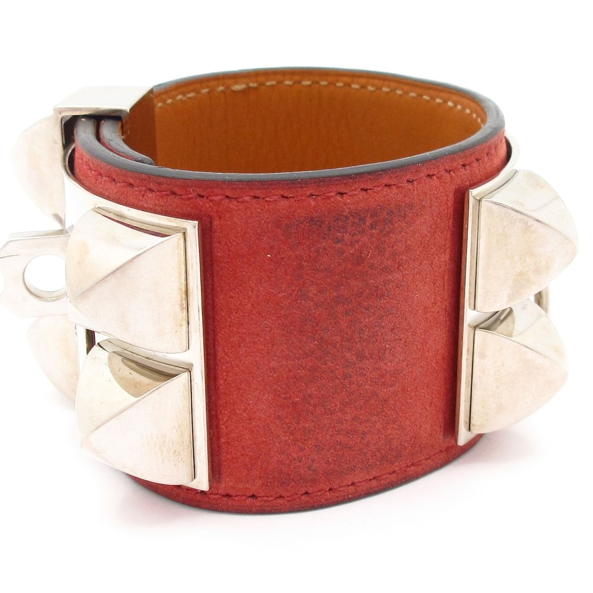 良品 エルメス コリエドシアン ブレスレット 赤 レッド シルバー レディース HERMES(エルメス) ブレスレット コリエドシアン レッド シルバー金具