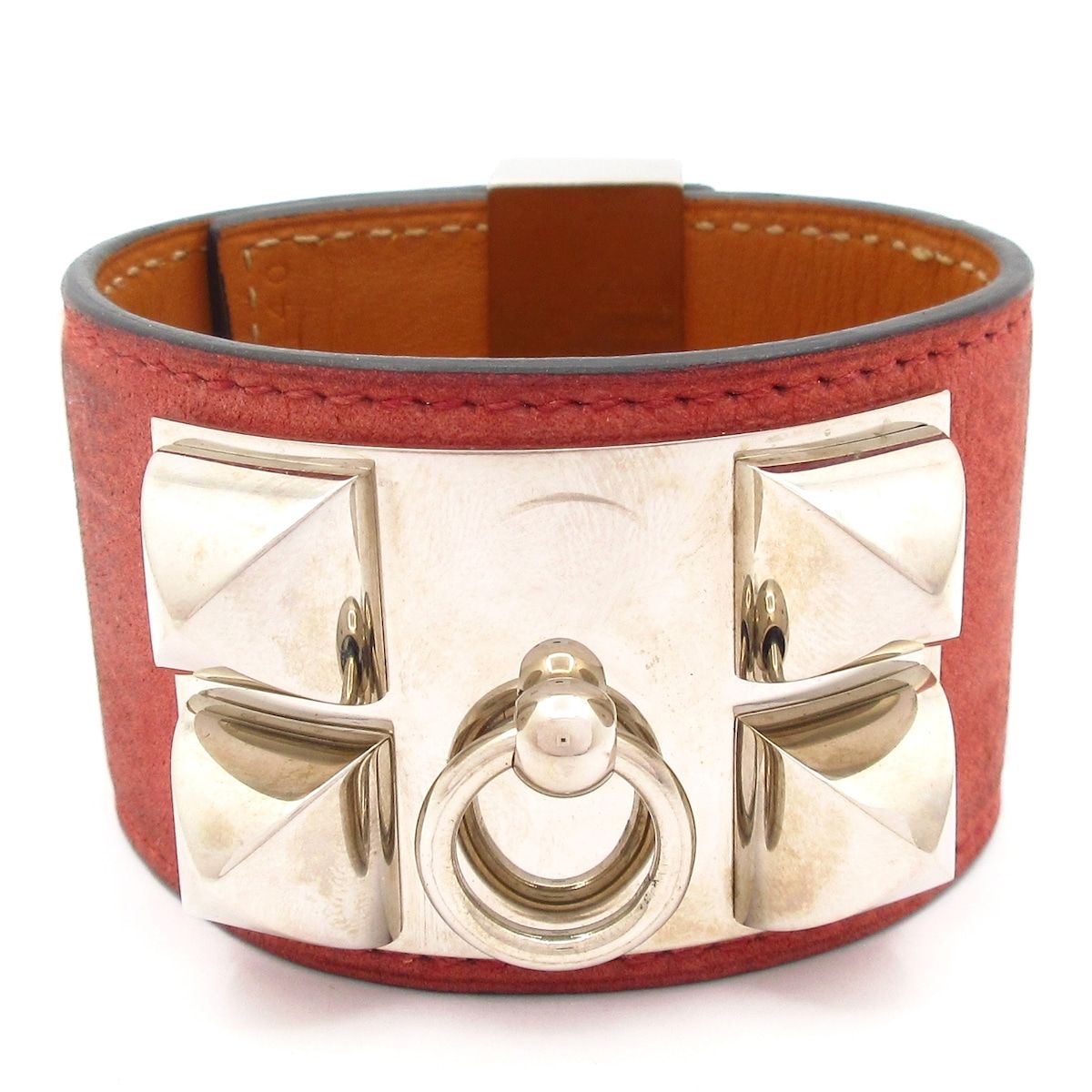 HERMES(エルメス) ブレスレット コリエドシアン レッド シルバー金具