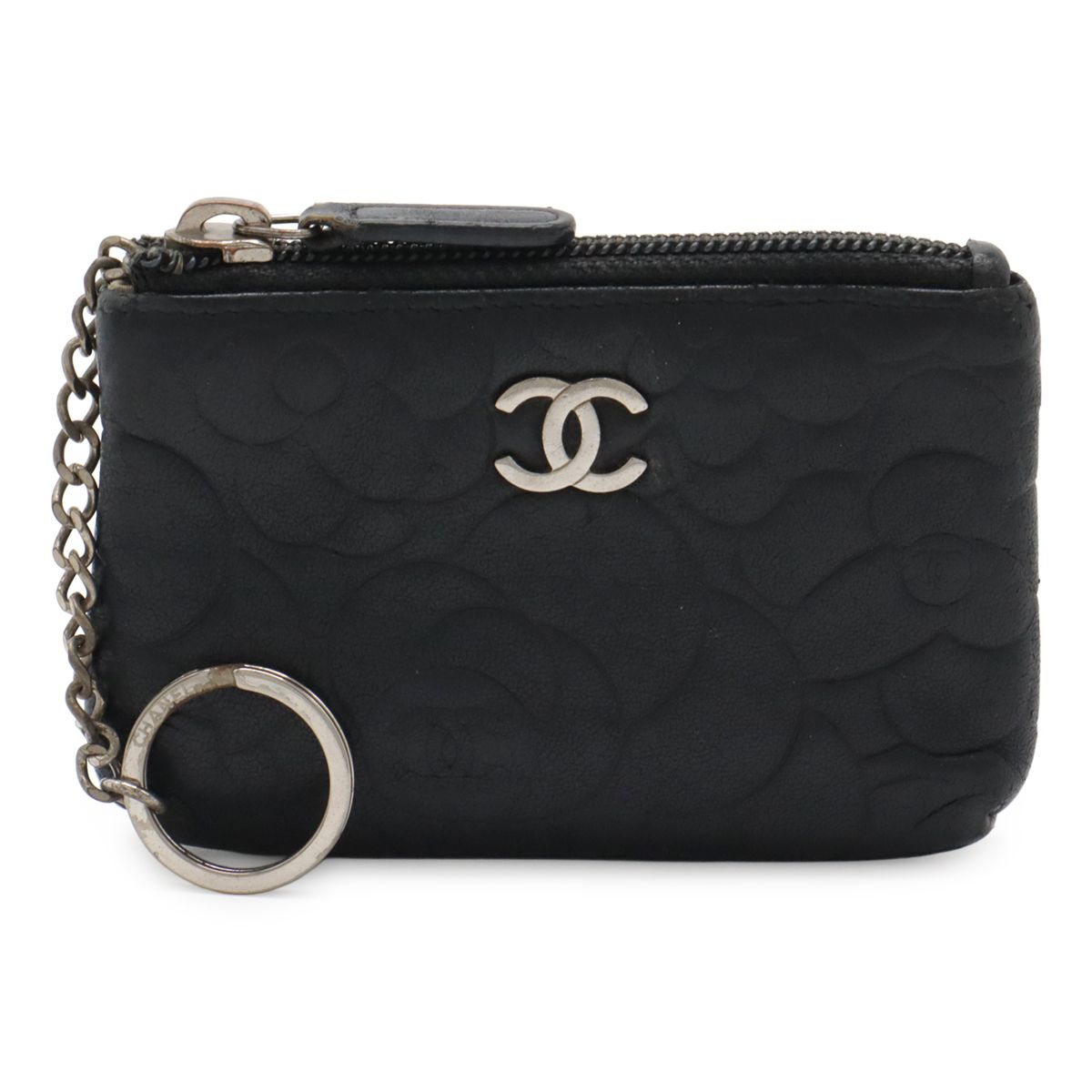 CHANEL シャネル ケース カメリア ケース レザー ブラック CHANEL（シャネル） カメリア キャビアスキン カードケース ブラック