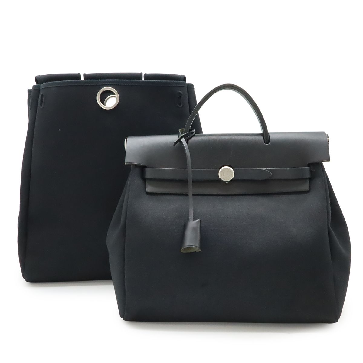 HERMES エルメス エールバッグ アドPM リュックサック バックパック 2 WAY ハンドバッグ トワルオフィシエ レザー ブラック 黒 シルバー金具 G刻印