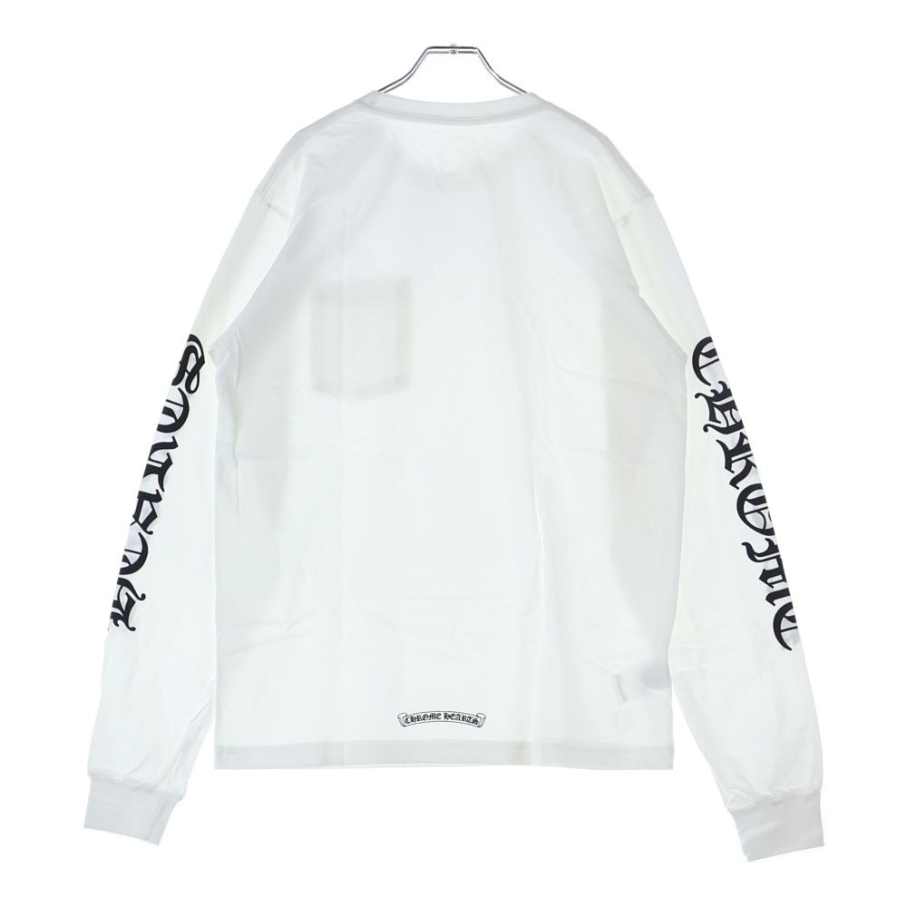 CHROME HEARTS Neck logoホワイト長袖カットソー CHROME HEARTS (クロムハーツ) NECK LOGO L/S TEE ネックロゴ プリント
