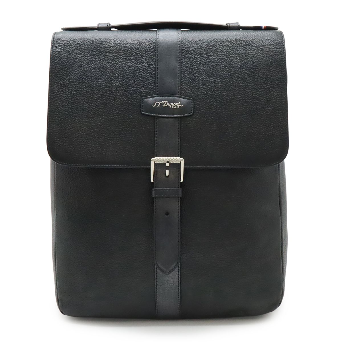 S.T.Dupont デュポン バックパック リュックサック ショルダーバッグ レザー ブラック 黒 シルバー金具