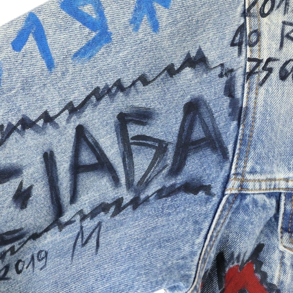 バレンシアガ　グラフティデニムジャケット BALENCIAGA】【グラフィティ】【総柄】【イタリア製】【アウター
