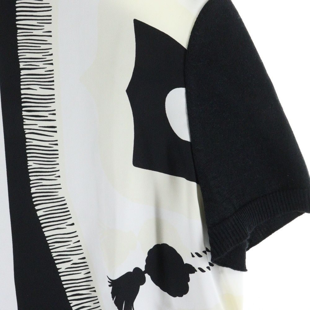 HERMES (エルメス) ツイルレーヌ 柄プリント シルクスカーフ切り替え