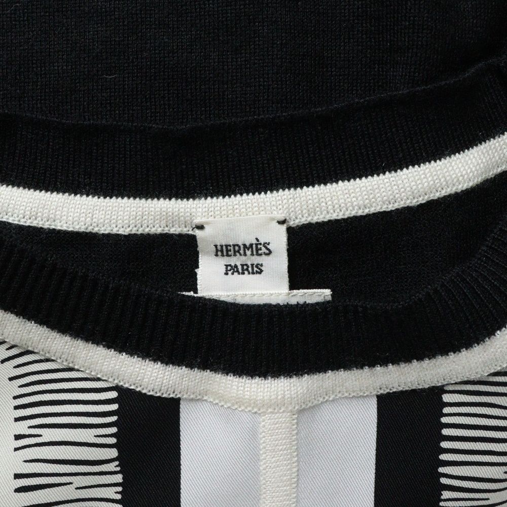 HERMES (エルメス) ツイルレーヌ 柄プリント シルクスカーフ切り替え