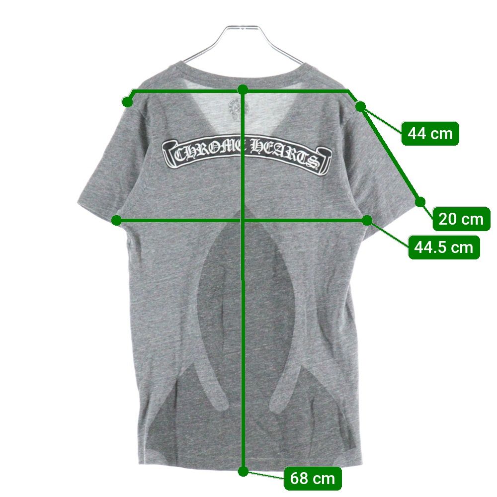 Chrome Hearts グレー Vネック Tシャツ Lサイズ CHROME HEARTS (クロムハーツ) アーチロゴVネック スクロールラベル