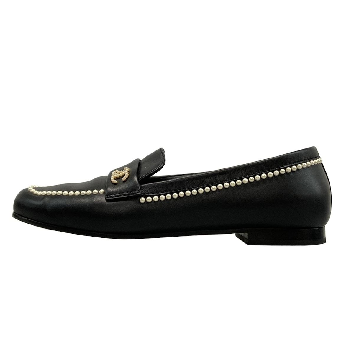 CHANEL シャネル　ローファー　　レザー　37 保存袋　箱付き CHANEL ブラックレザー ローファー