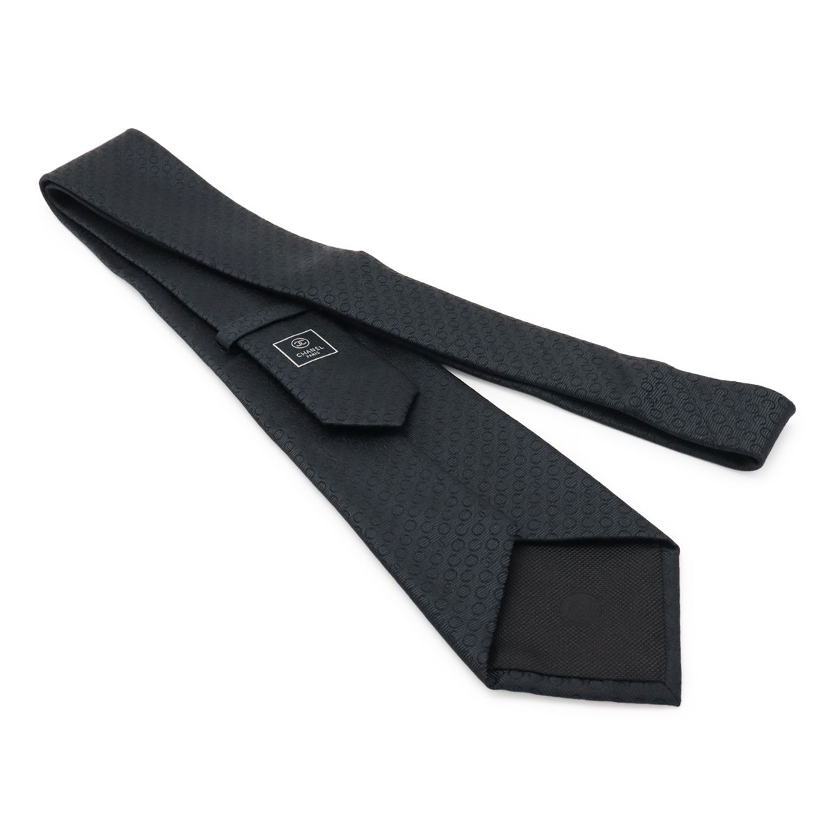 CHANEL シャネル ココマーク CCマーク 総柄 ネクタイ シルク ブラック 黒