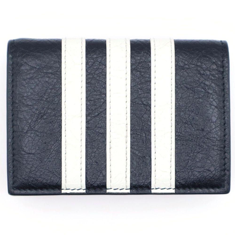 BALENCIAGA バレンシアガ バレンシアガ×アディダス 三つ折り財布 コンパクトウォレット コインケース ブラック レザー シルバー金具