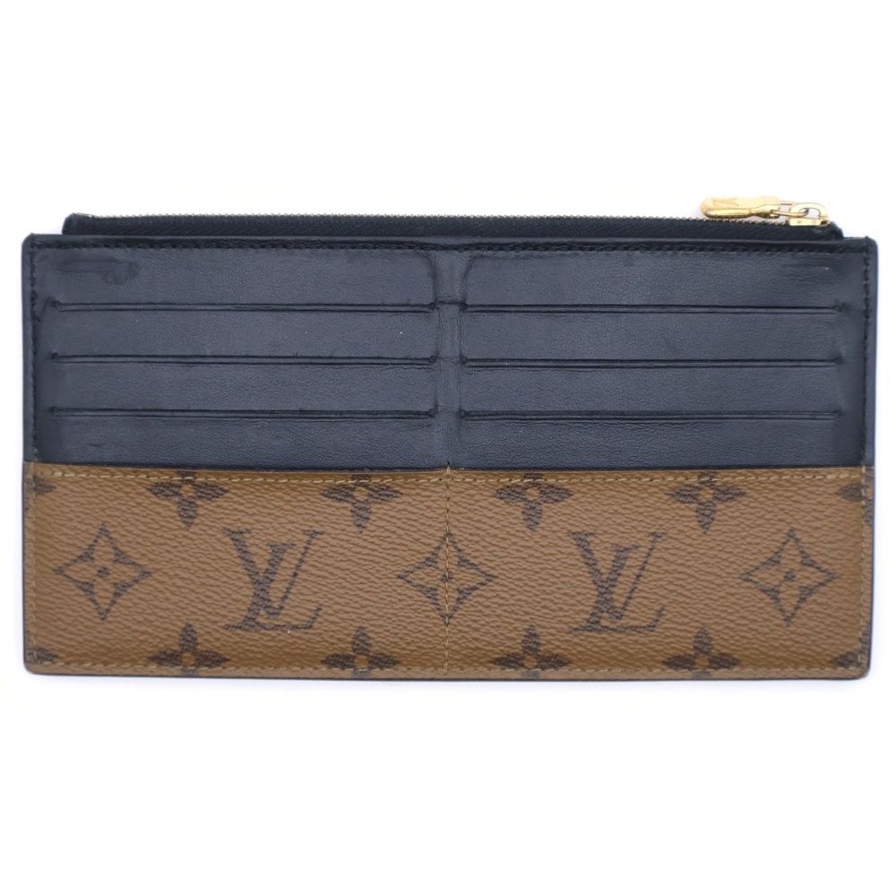 LOUIS VUITTON ルイヴィトン モノグラムリバース スリムパース カードケース 財布 ウォレット 小物入れ ブラウン×ブラック レザー×PVC M 80390 ゴールド金具