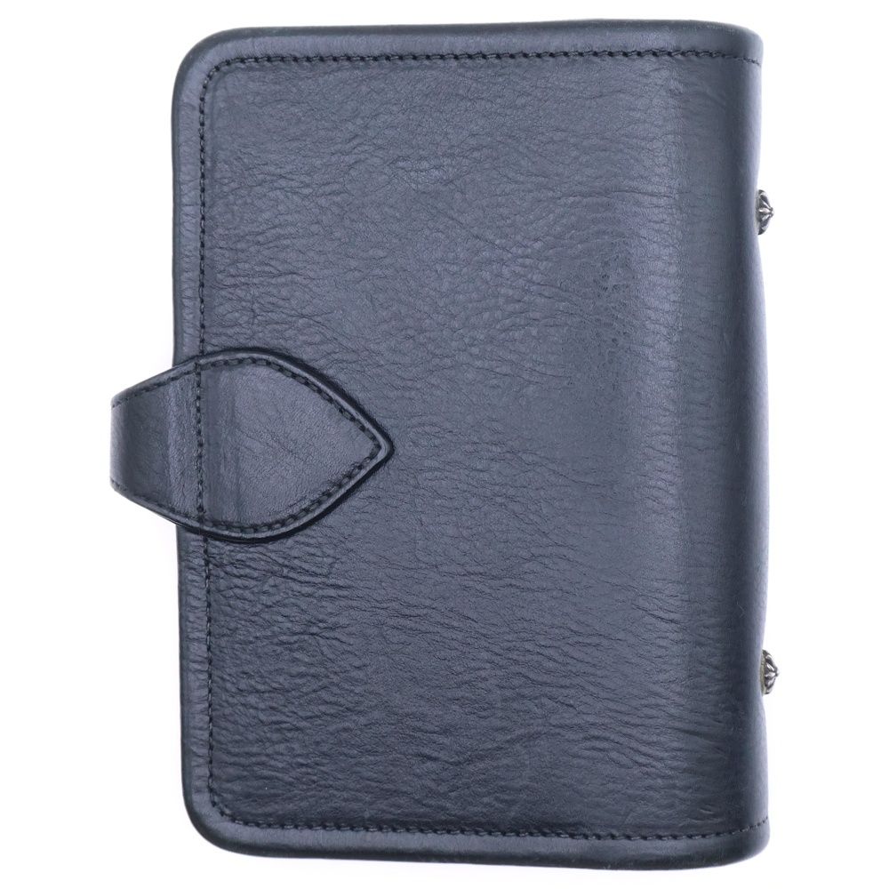 CHROME HEARTS クロムハーツ AGENDA PLAIN アジェンダ クロスボールボタンレザーブックカバー ブラック