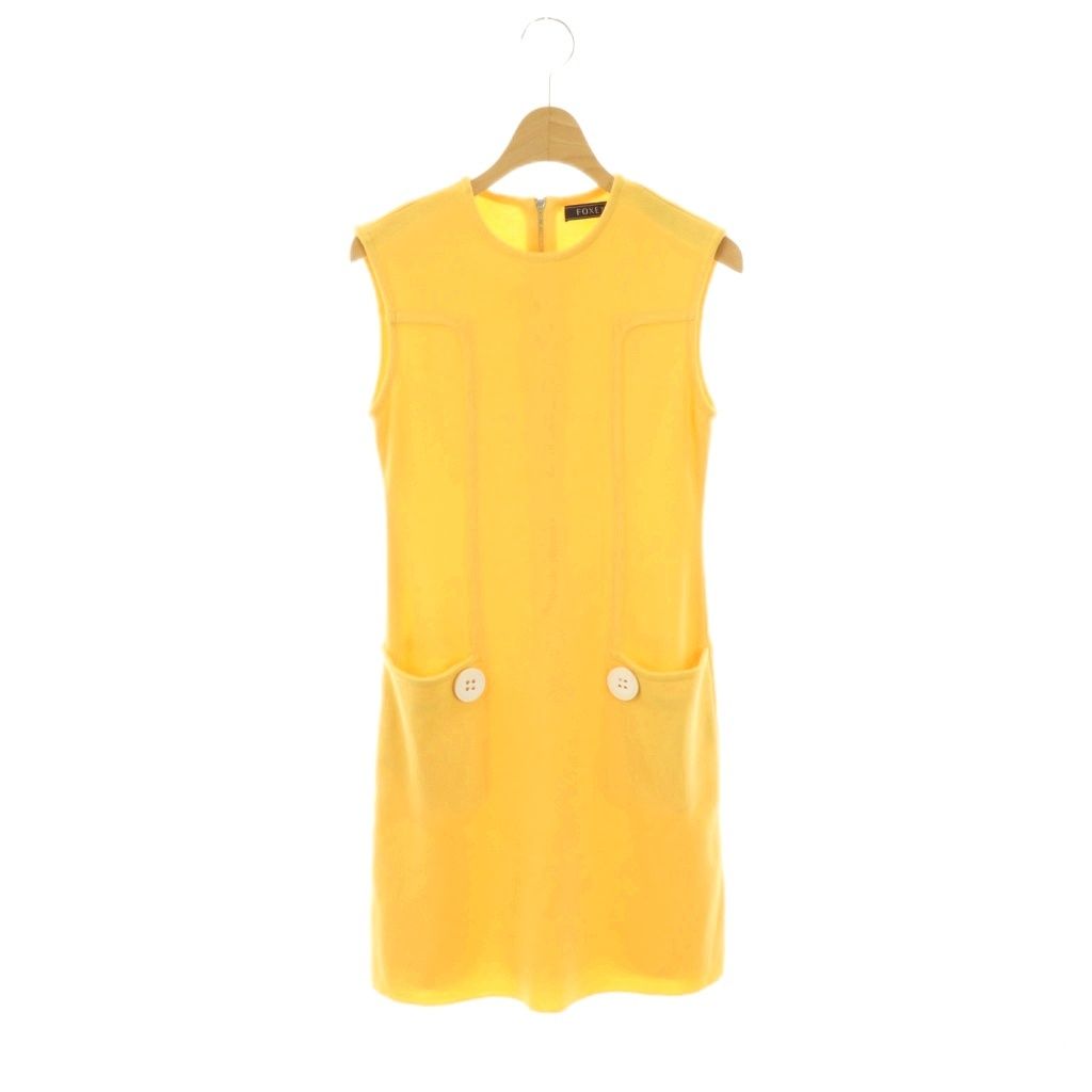 フォクシー FOXEY ニットワンピース ノースリーブ ミニ 38 イエロー フォクシー FOXEY ニットワンピース ノースリーブ ミニ 38 イエロー