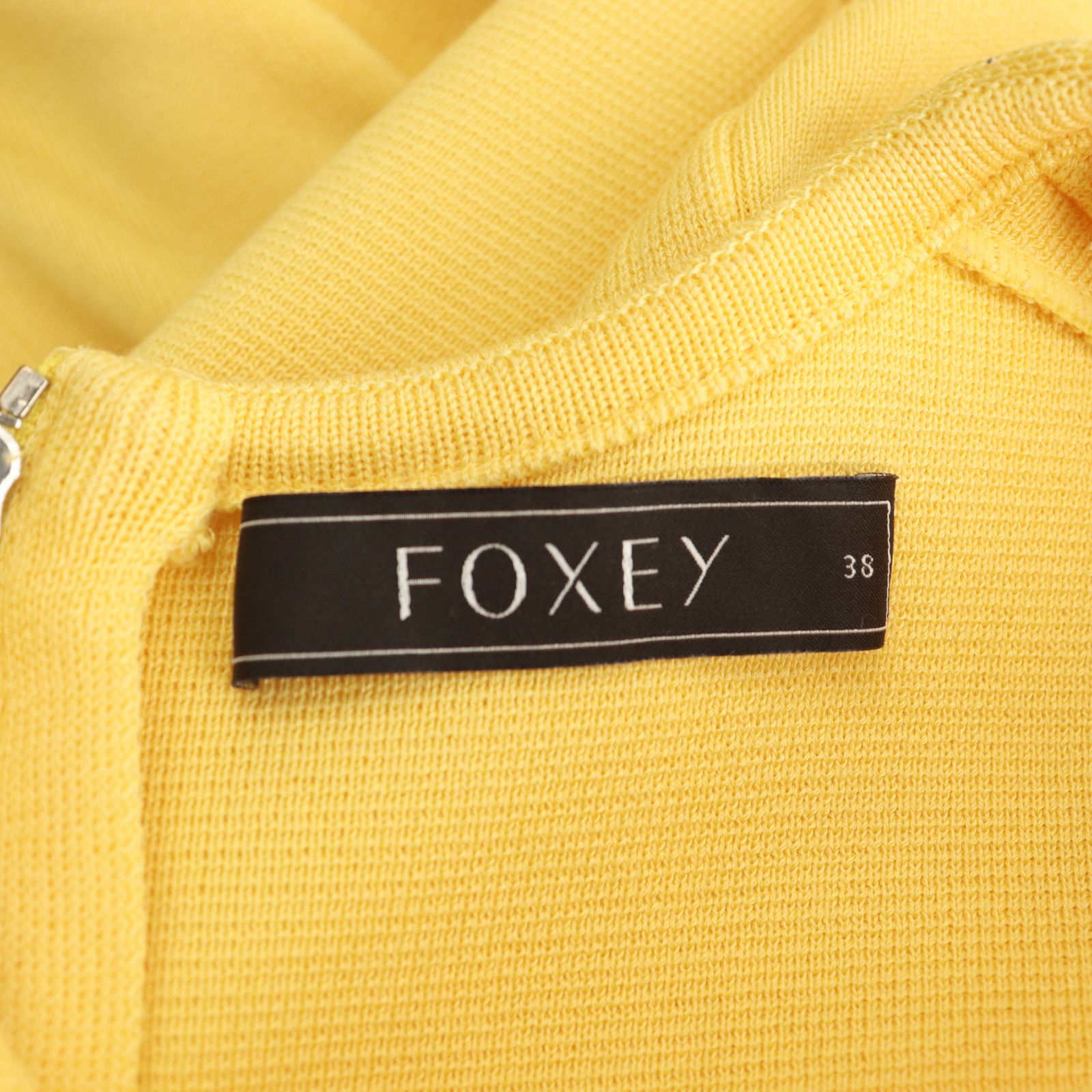 フォクシー FOXEY ニットワンピース ノースリーブ ミニ 38 イエロー