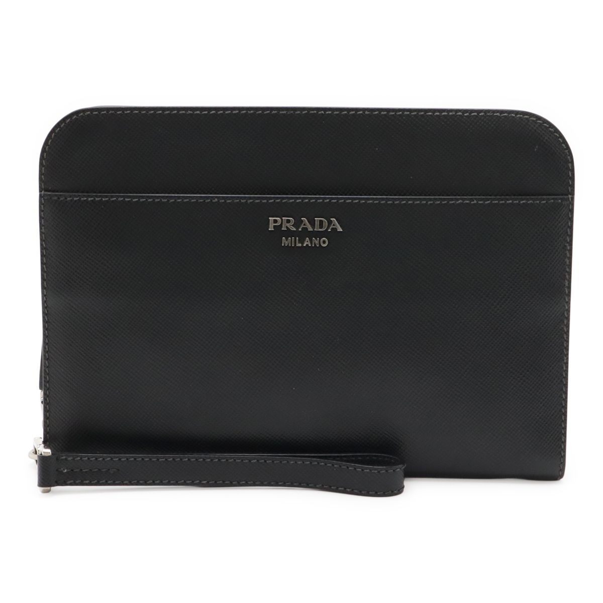 PRADA プラダ セカンドバッグ クラッチバッグ マルチポーチ レザー NERO 黒 ブラック シルバー金具 2 VN 008