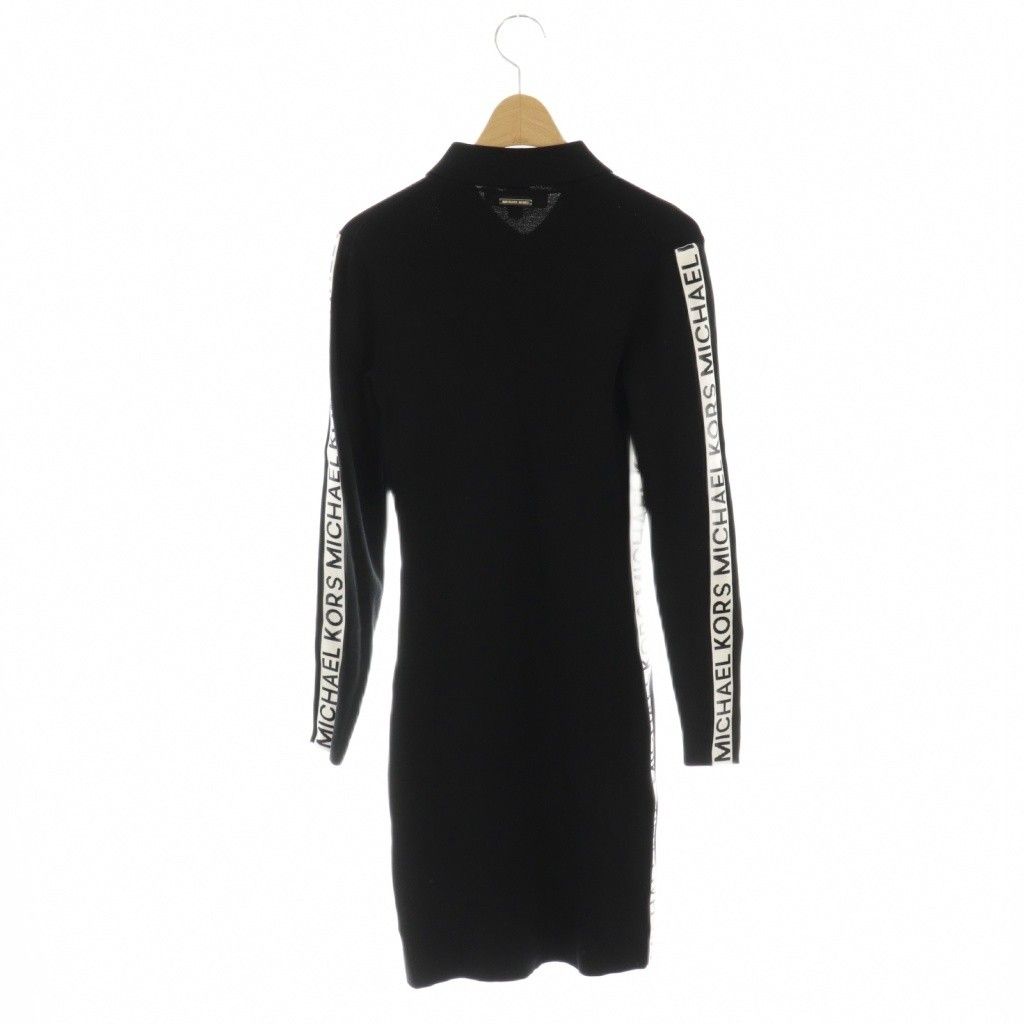 新品 マイケルコース ワンピース ポロドレス 黒 タイト マイケルマイケルコース Michael michael kors ロゴテープ ポロネック