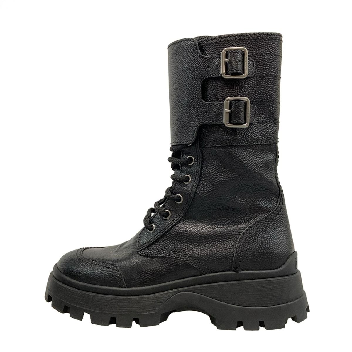 miumiu(ミュウミュウ) ロングブーツ 36 1/2 レディース - 黒 踵MIUMIU