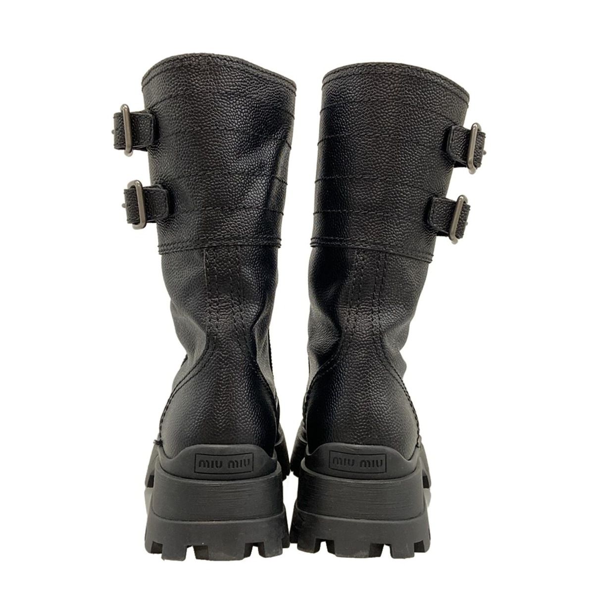 miumiu(ミュウミュウ) ロングブーツ 36 1/2 レディース - 黒 踵MIUMIU