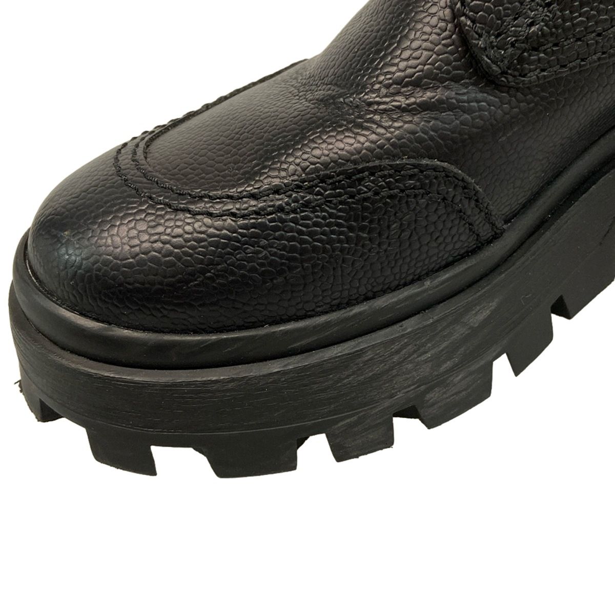  miumiu ミュウミュウ ロングブーツ 36 1 2 レディース - 黒 踵MIUMIUロゴ入り レースアップ レザー ロングブーツ ブーツ