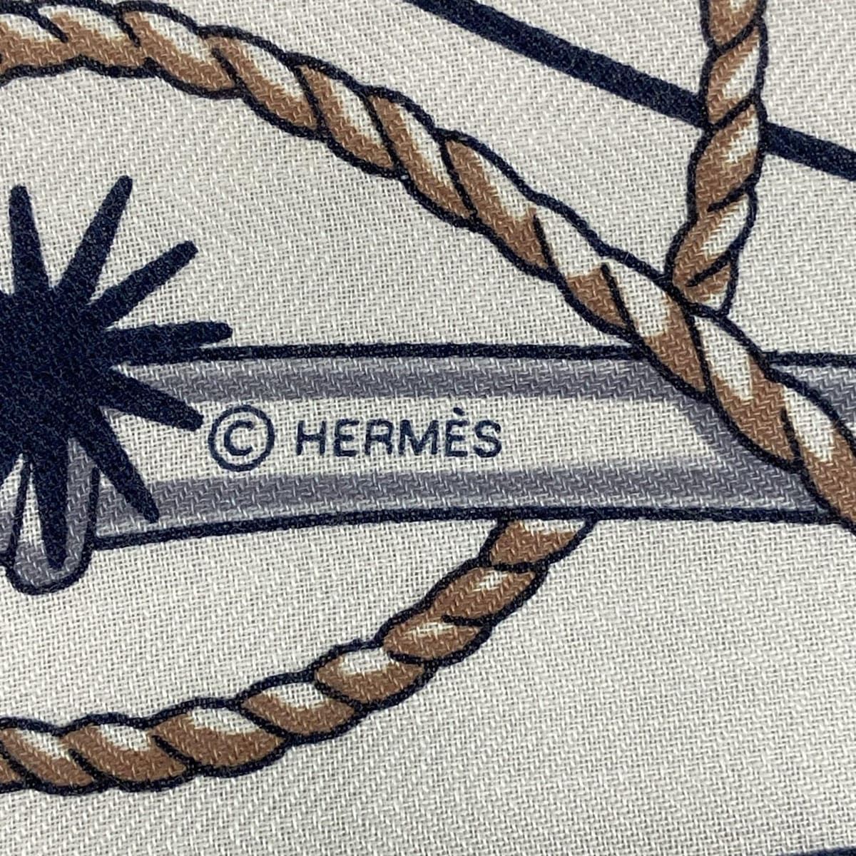 HERMES エルメス ストール ショール カレジェアン カレ140 04 白×ネイビー×マルチ カシミヤ シルク