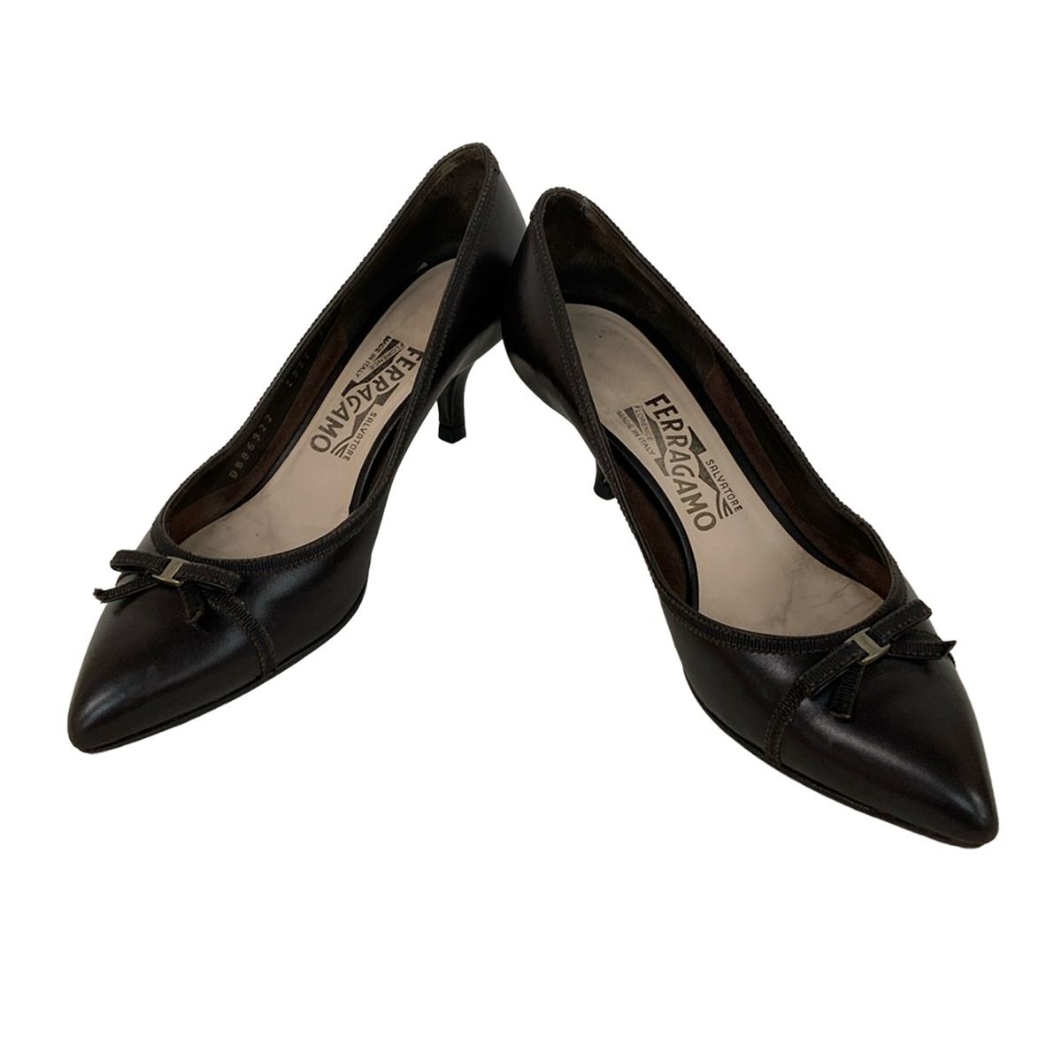 SalvatoreFerragamo サルバトーレフェラガモ パンプス 6 1 2 C レディース - ブラウン ヴァラ レザー