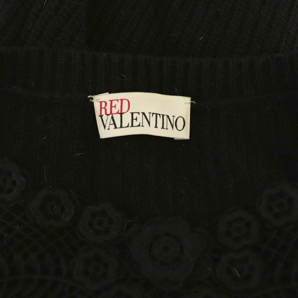 【中古】レッド ヴァレンティノ RED VALENTINO フラワーレース装飾 フリルニット セーター プルオーバー S 黒 レッド ヴァレンティノ RED VALENTINO フラワーレース装飾 フリル