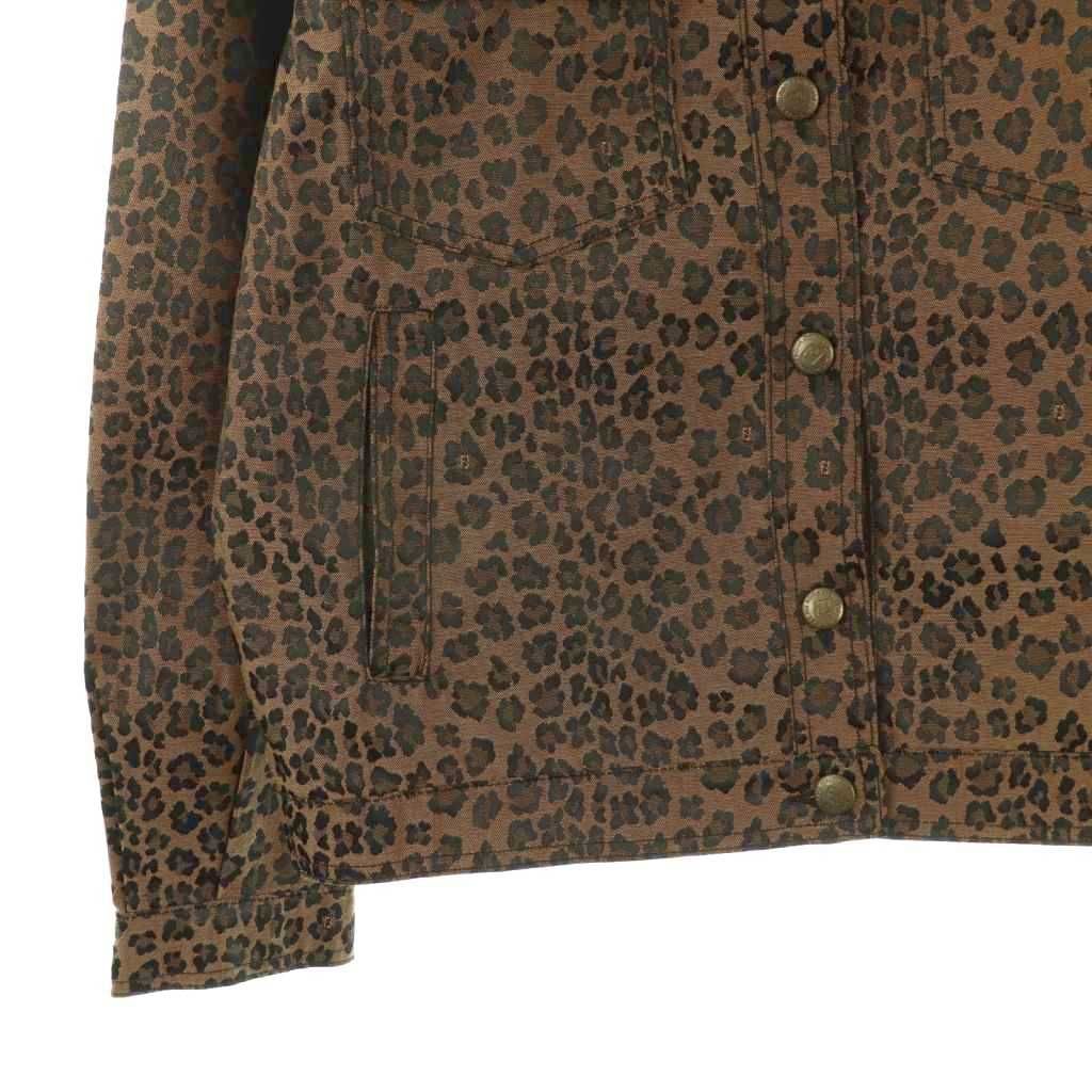 レアビンテージ Y2K FENDIジャケット ヒョウ柄 フェンディ FENDI ヒョウ柄 ジャケット デニム ブルゾン 36 茶 黒 /NR
