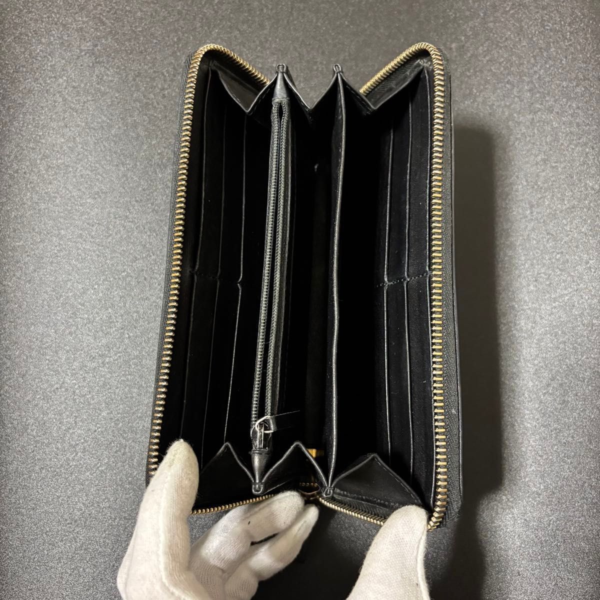 t33 グッチシマ ブラック プレート GUCCI グッチ 長 財布 ジップ