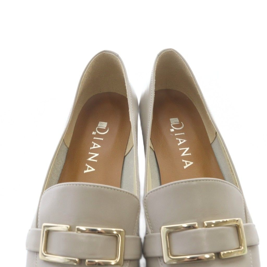 ダイアナ スクエアトゥ ローファー レザー 24cm グレージュ - メルカリ