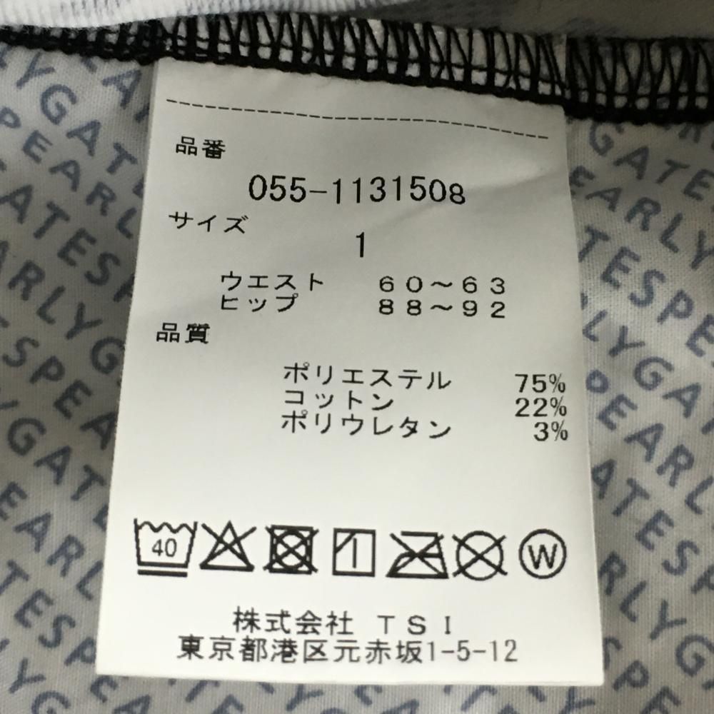 正規品新品　パーリーゲイツ くじらプリント　レディースショップパンツサイズ1 パーリーゲイツ パンツ 黒×白 ロゴ総柄 くじら ストレッチ レディース