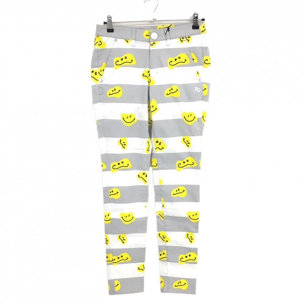 パーリーゲイツ パンツ グレー 白 イエロー ボーダー ストレッチ レディース 1 M ゴルフウェア PEARLY GATES