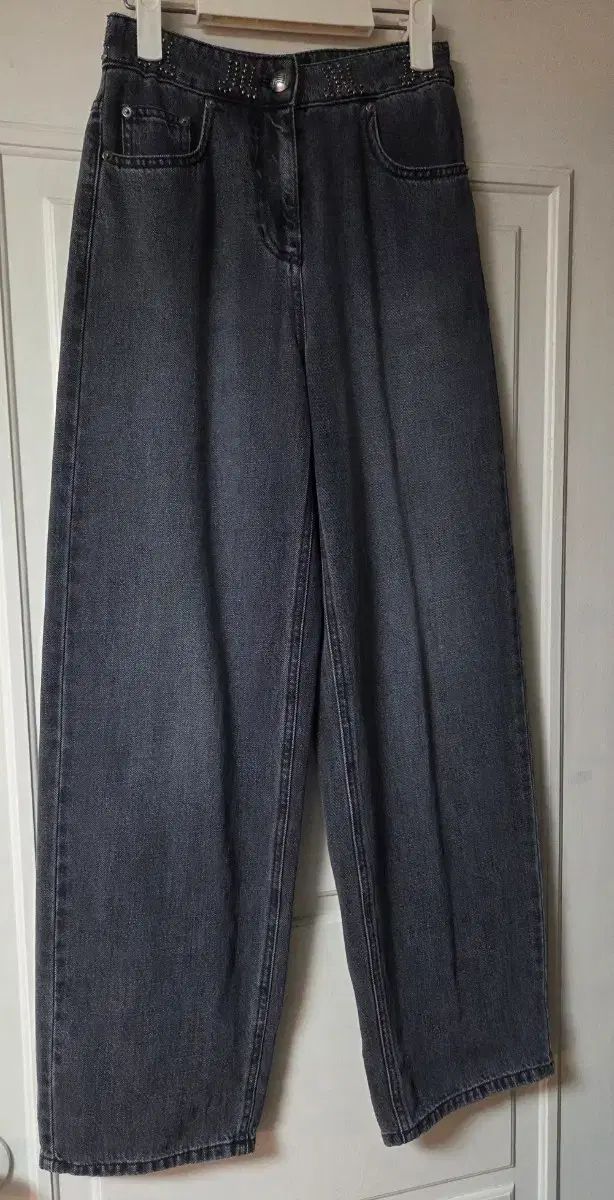 23年 LANVIN ランバン スタッズ ブラックデニム ワイド デニムパンツ