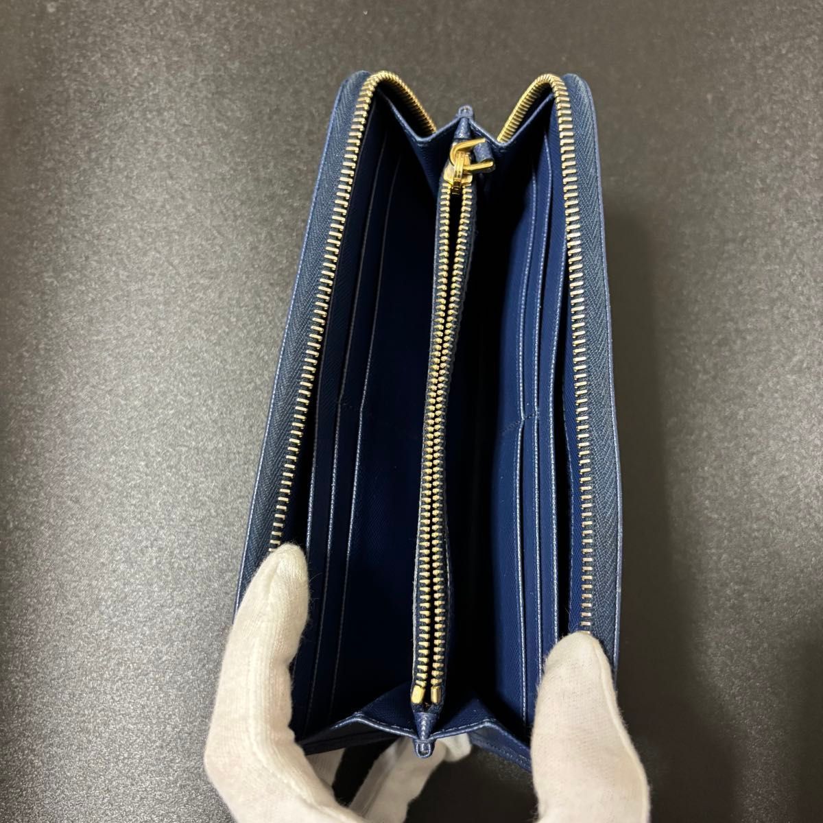t12 PRADA プラダ サフィアーノ ブルー 長 財布 ジップ アラウンド