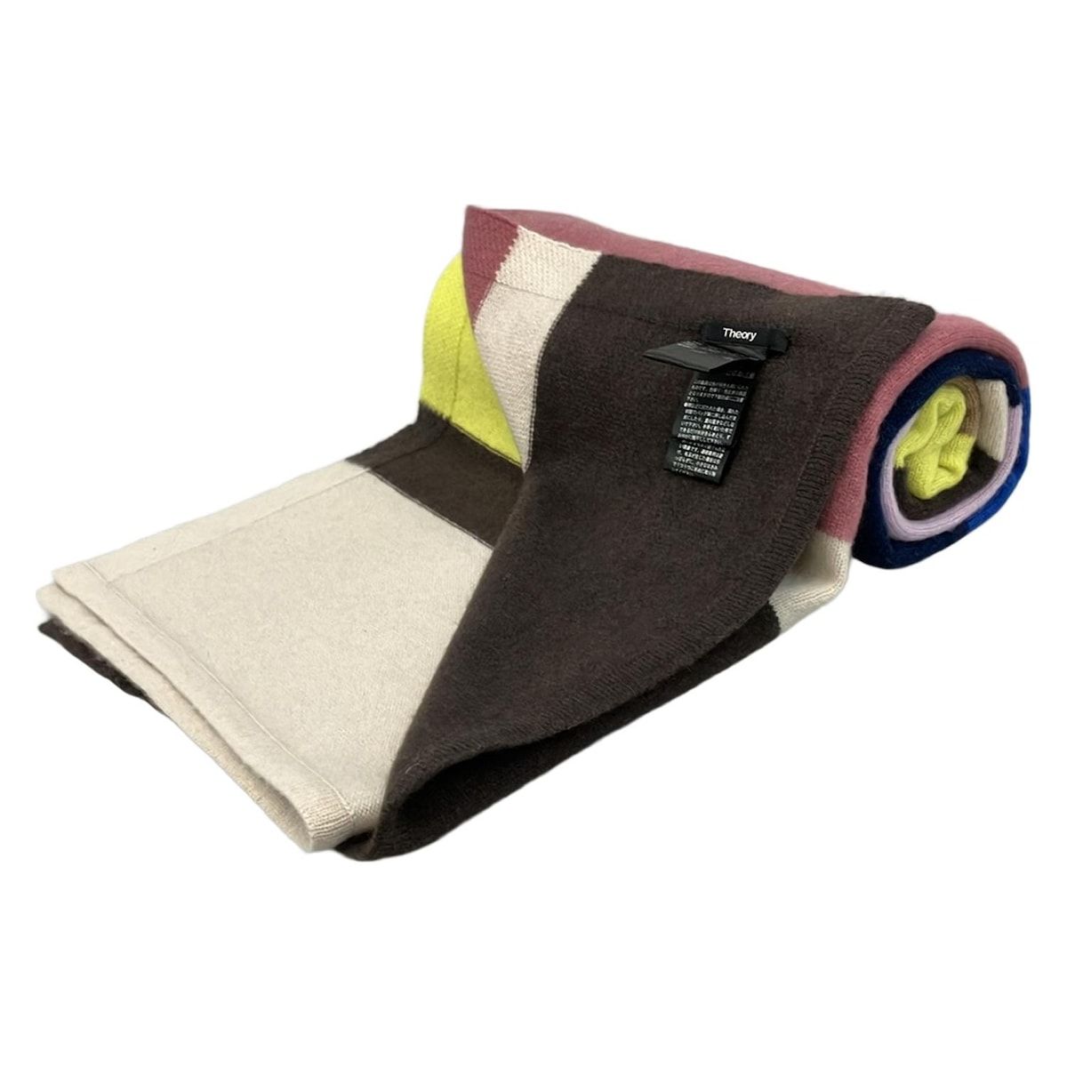  theory セオリー マフラー - ネイビー×ブラウン×マルチ カシミヤ マフラー 小物