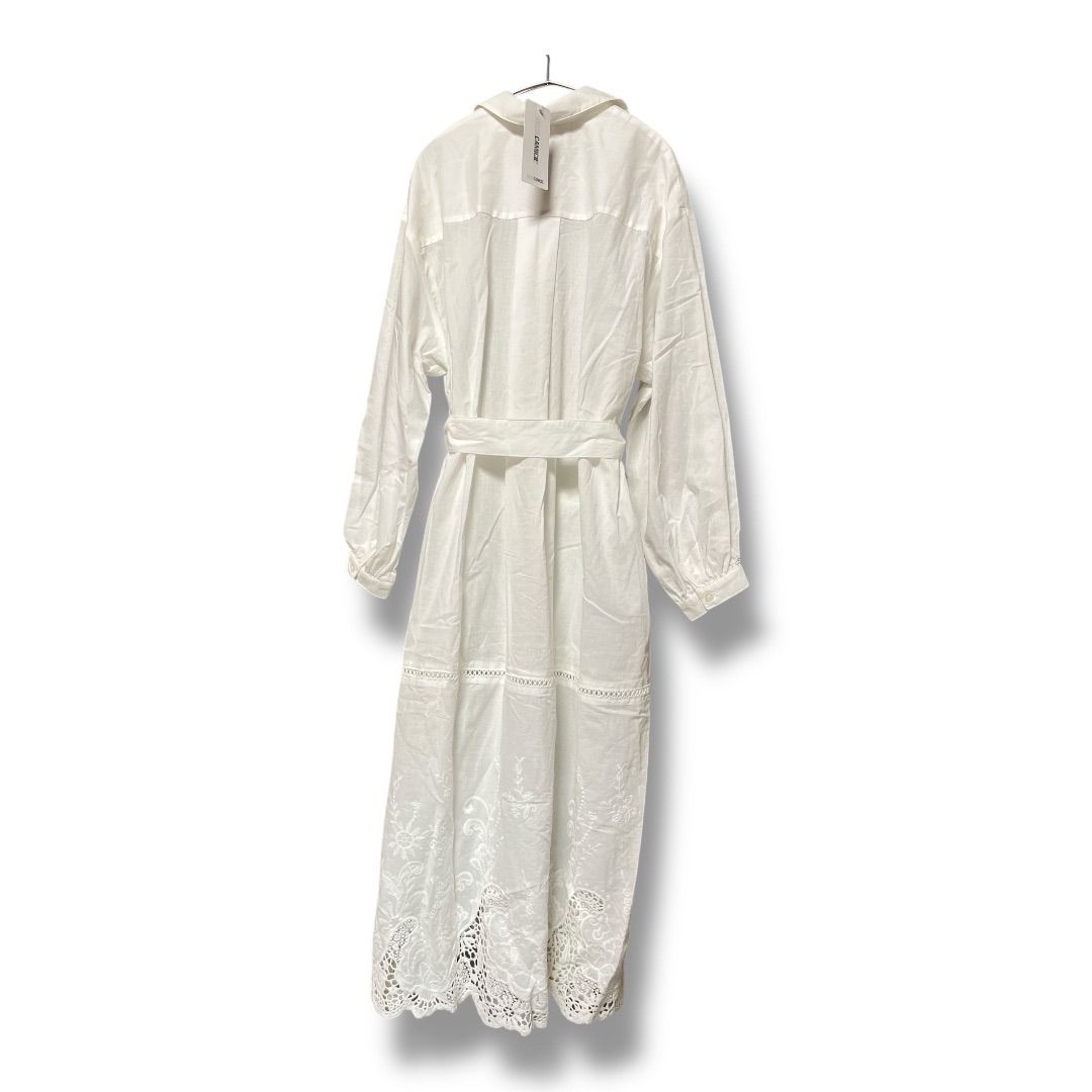 ナラカミーチェ 裾レースワンピース 長袖 解禁シャツワンピース コットン レース刺繍 ペチコート レディース サイズ1 ホワイト 春 23 No.K 1062