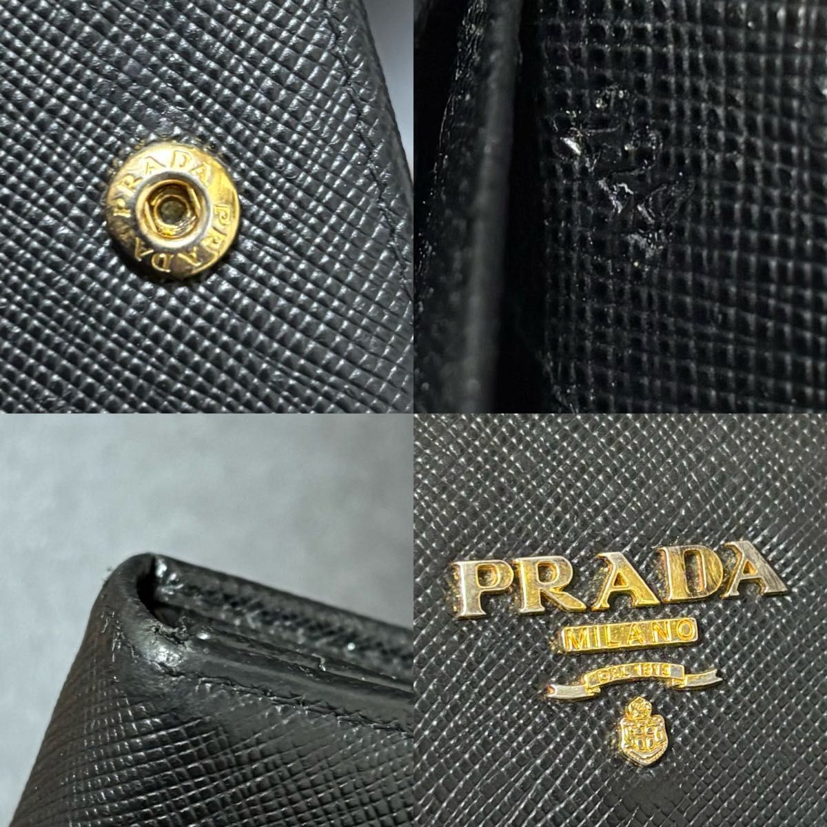 t99 プラダ サフィアーノ ネロ PRADA ブラック 2つ 二つ 折り フラップ