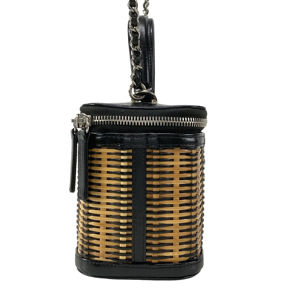 シャネル バニティバッグ スモール ヴァニティー ケース AS 1352 ベージュ×黒 2 WAY チェーンショルダー シルバー金具 バニティ レザー