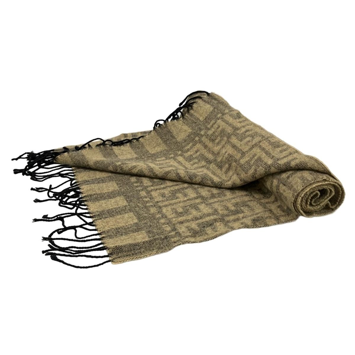 FENDI(フェンディ) マフラー - ブラウン×ダークグレー×黒 ストライプ