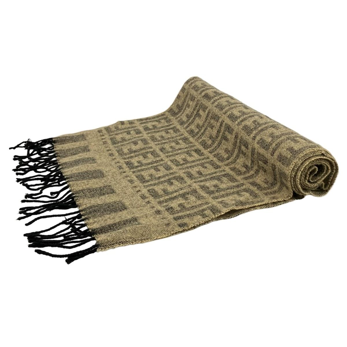 FENDI(フェンディ) マフラー - ブラウン×ダークグレー×黒 ストライプ