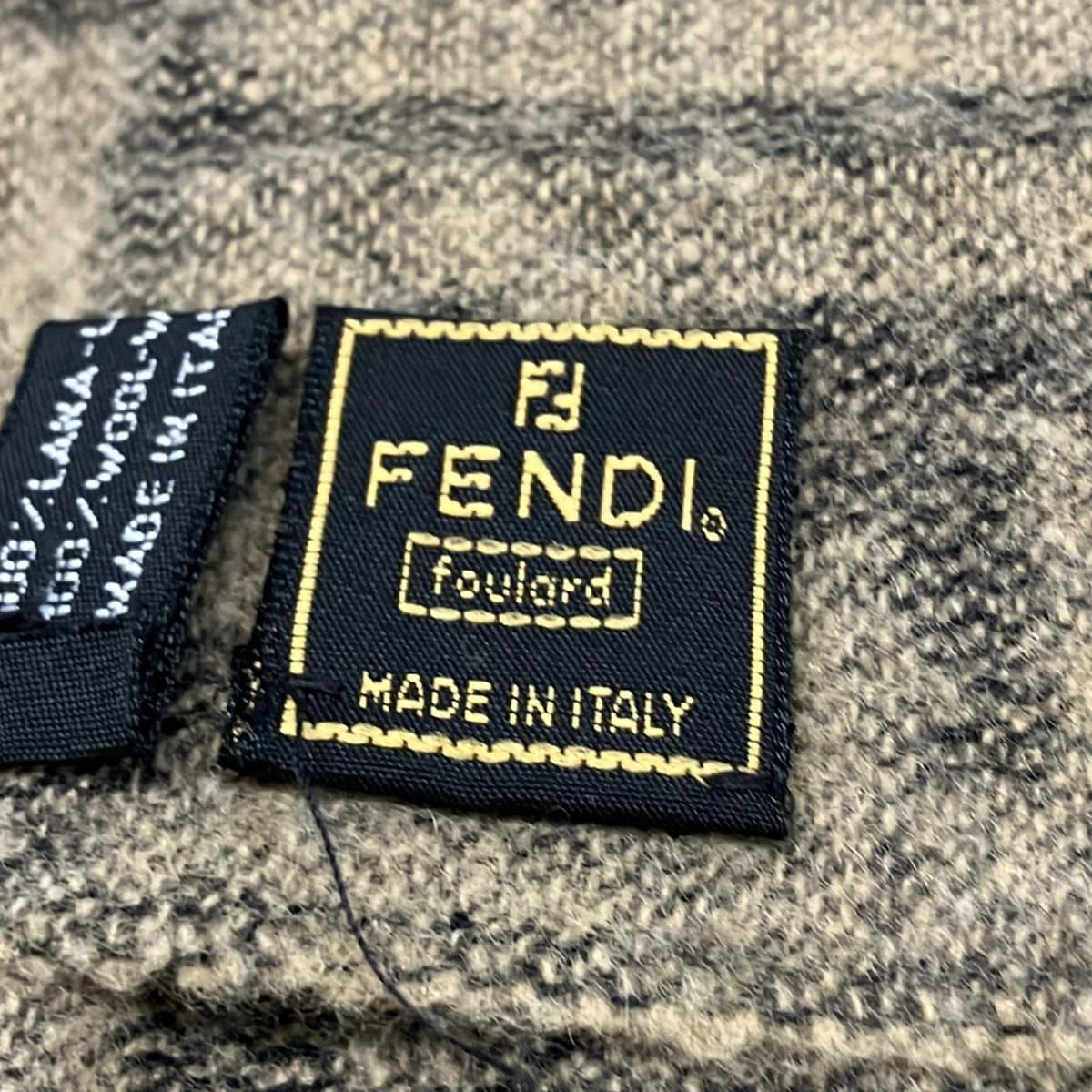 FENDI(フェンディ) マフラー - ブラウン×ダークグレー×黒 ストライプ
