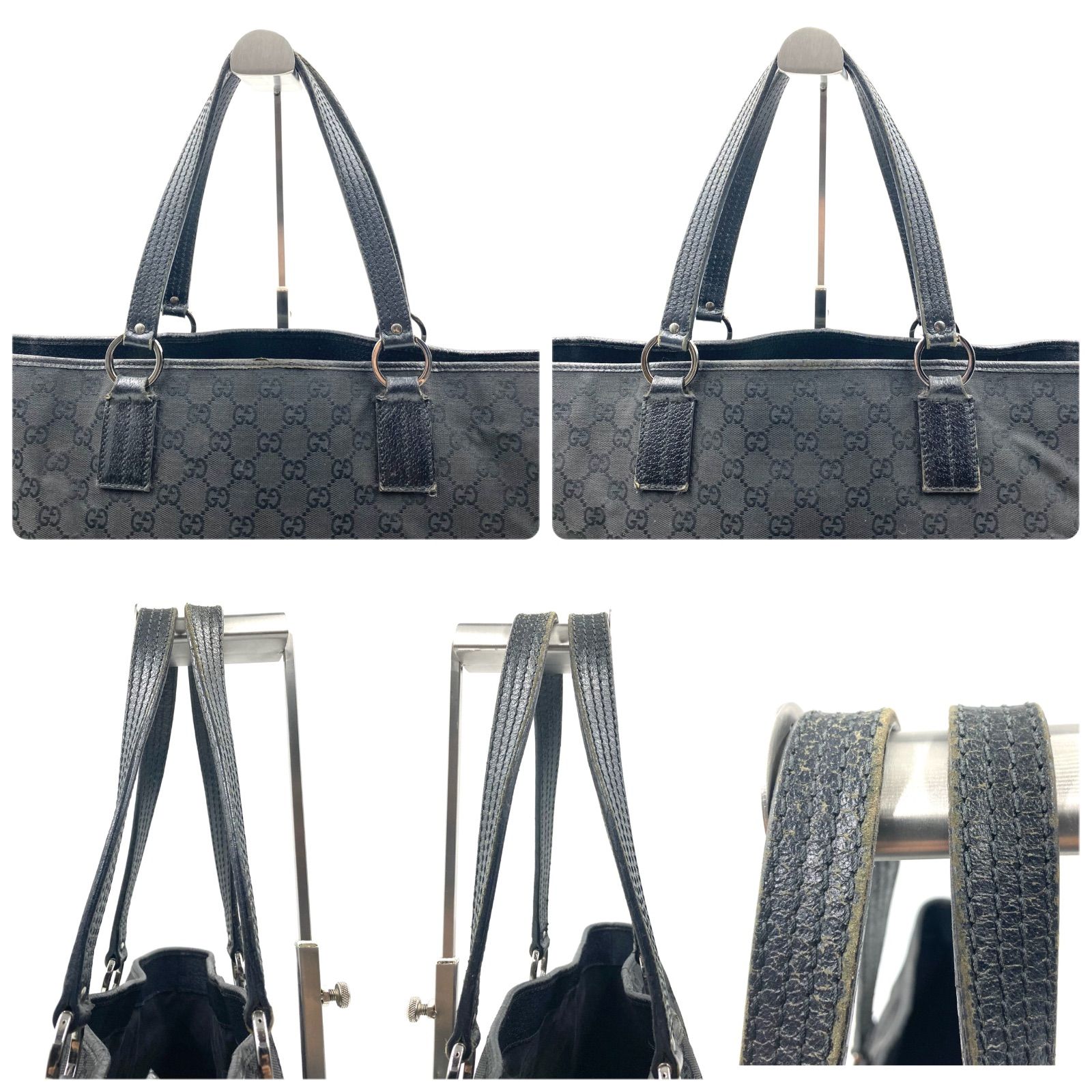 GUCCI グッチ GGキャンバス×レザー トートバッグ ブラック GG柄