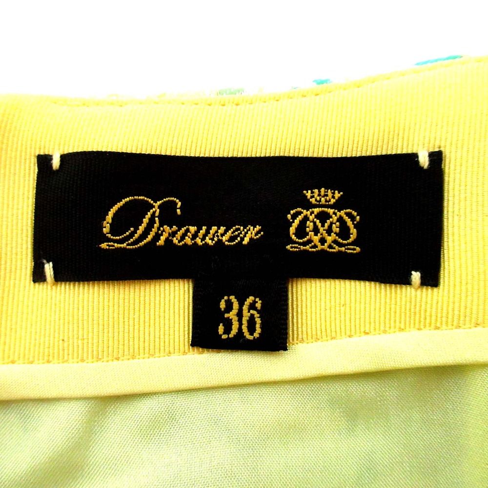 美品 Drawer ドゥロワー ミモレ丈 フラワージャガード スカート 6524