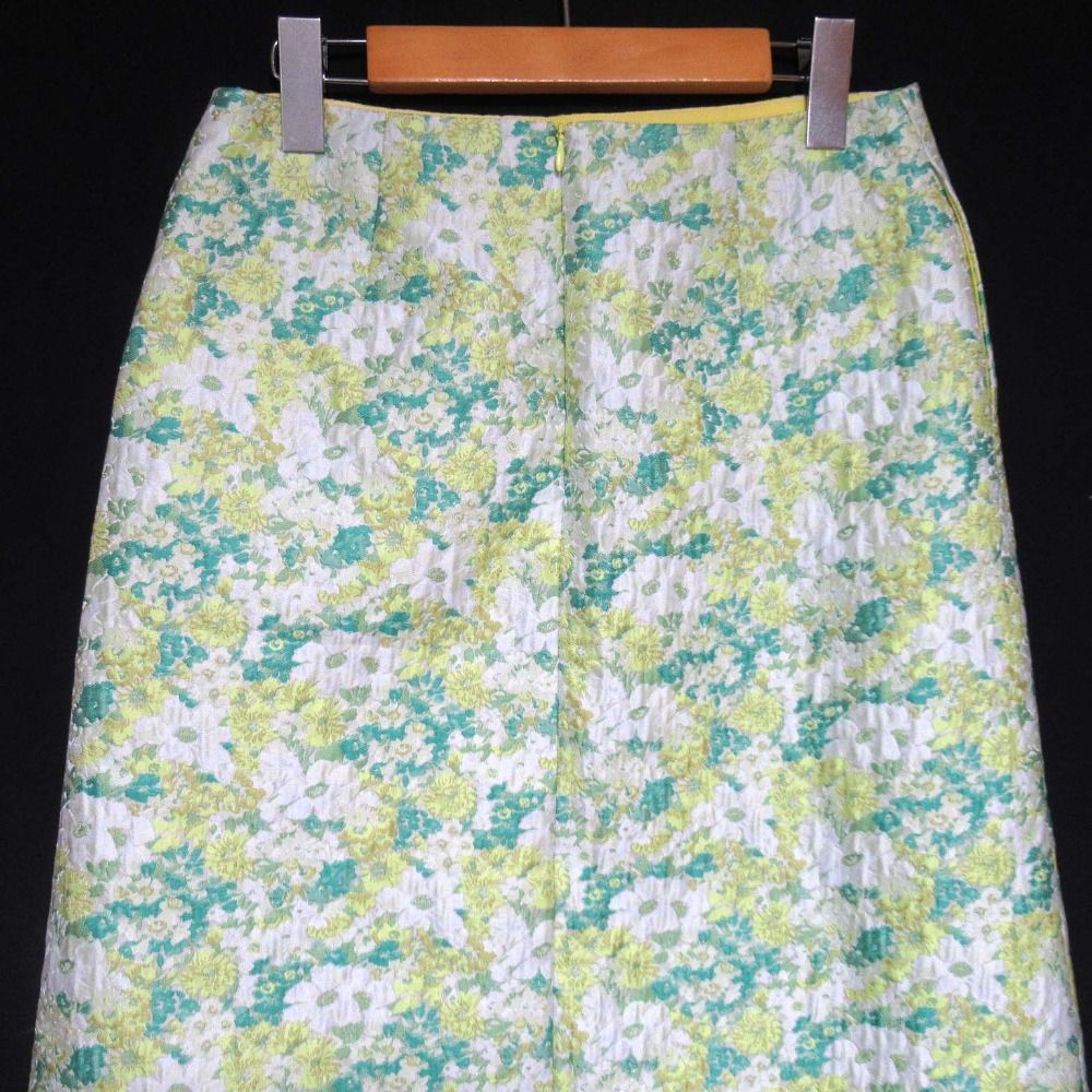 美品 Drawer ドゥロワー ミモレ丈 フラワージャガード スカート 6524