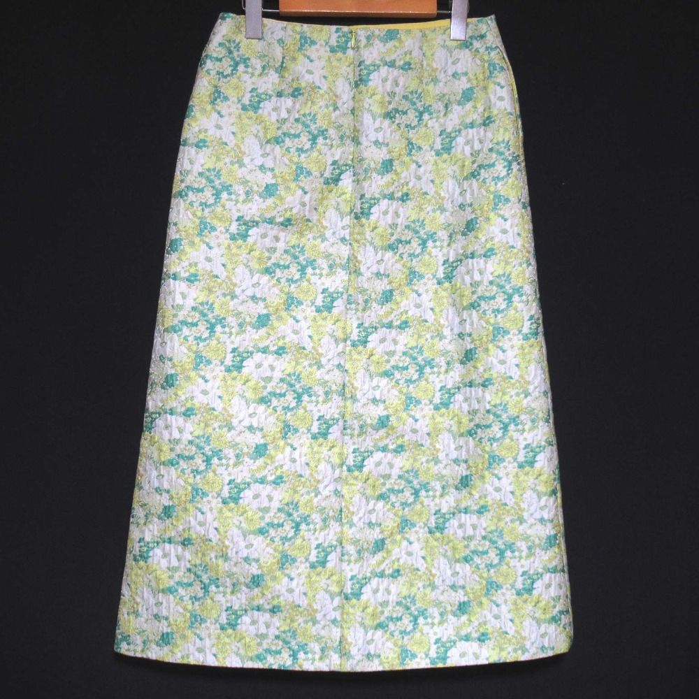 美品 Drawer ドゥロワー ミモレ丈 フラワージャガード スカート 6524