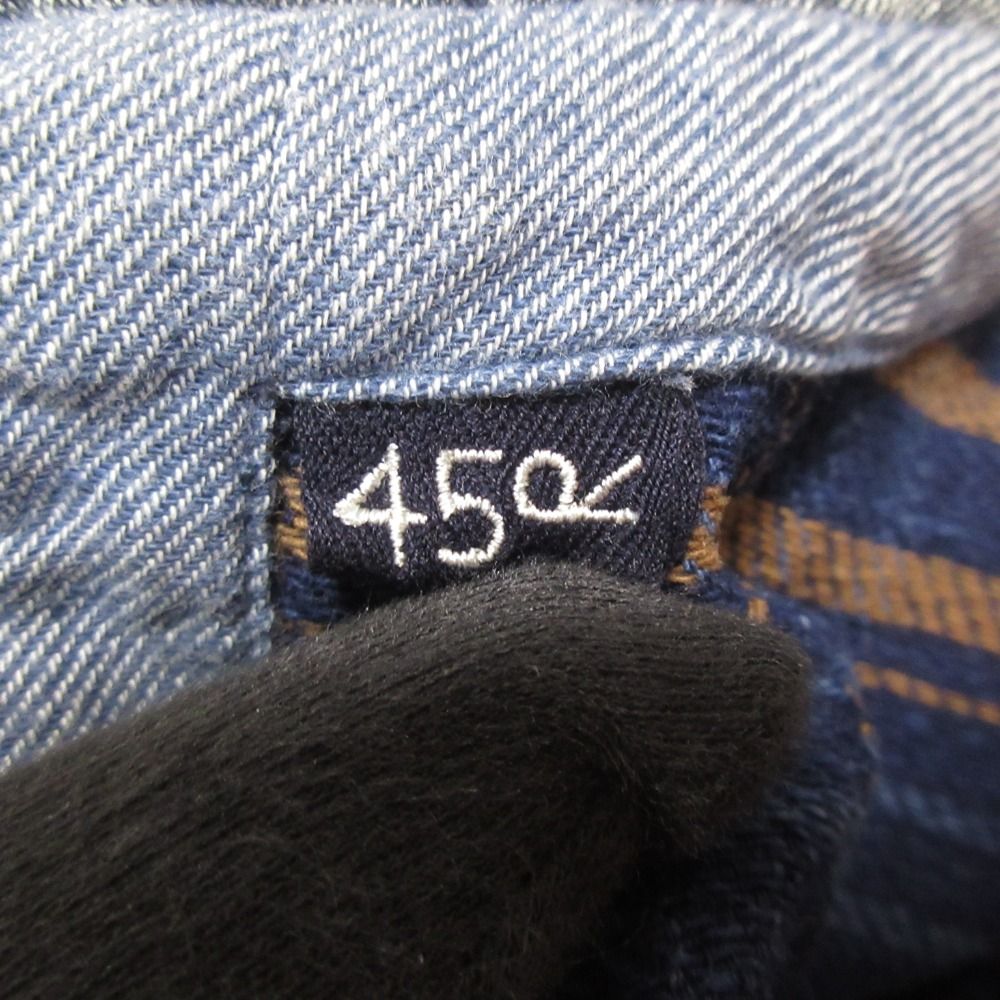 良品 45R フォーティーファイブアール 藍ざっくりネルのフリルTシャツ 