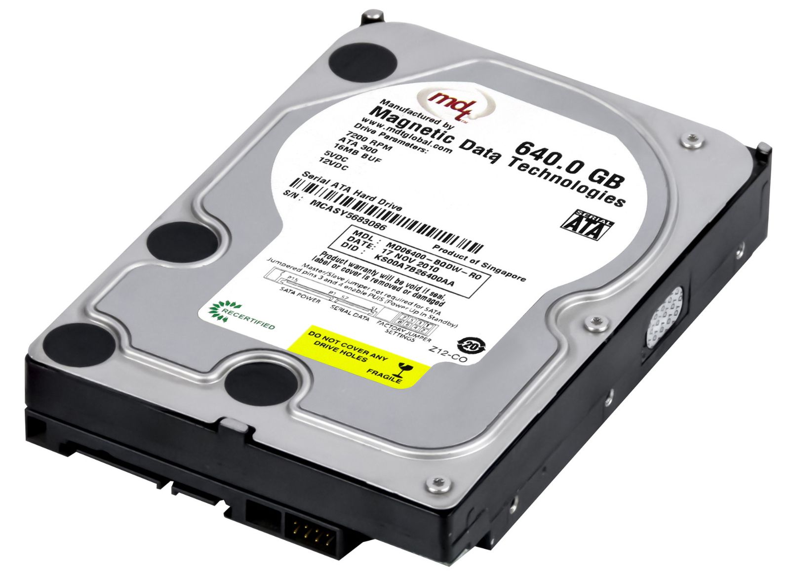 3年保証】Hard Drive MDT 640GB MD06400-BQDW-RO 7.2K 16MB SATA II