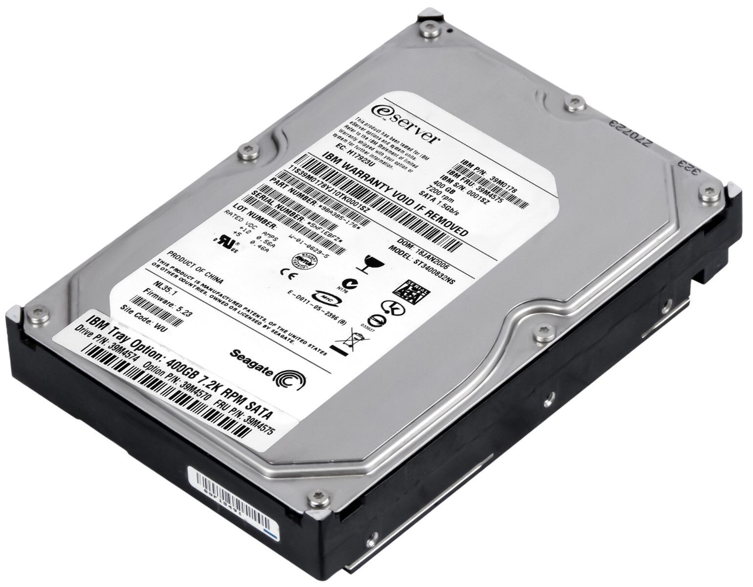 【3年保証】Hard Drive IBM 39M4575 39M0178 ST3400832NS 400GB 7.2K 8MB SATA 3.5