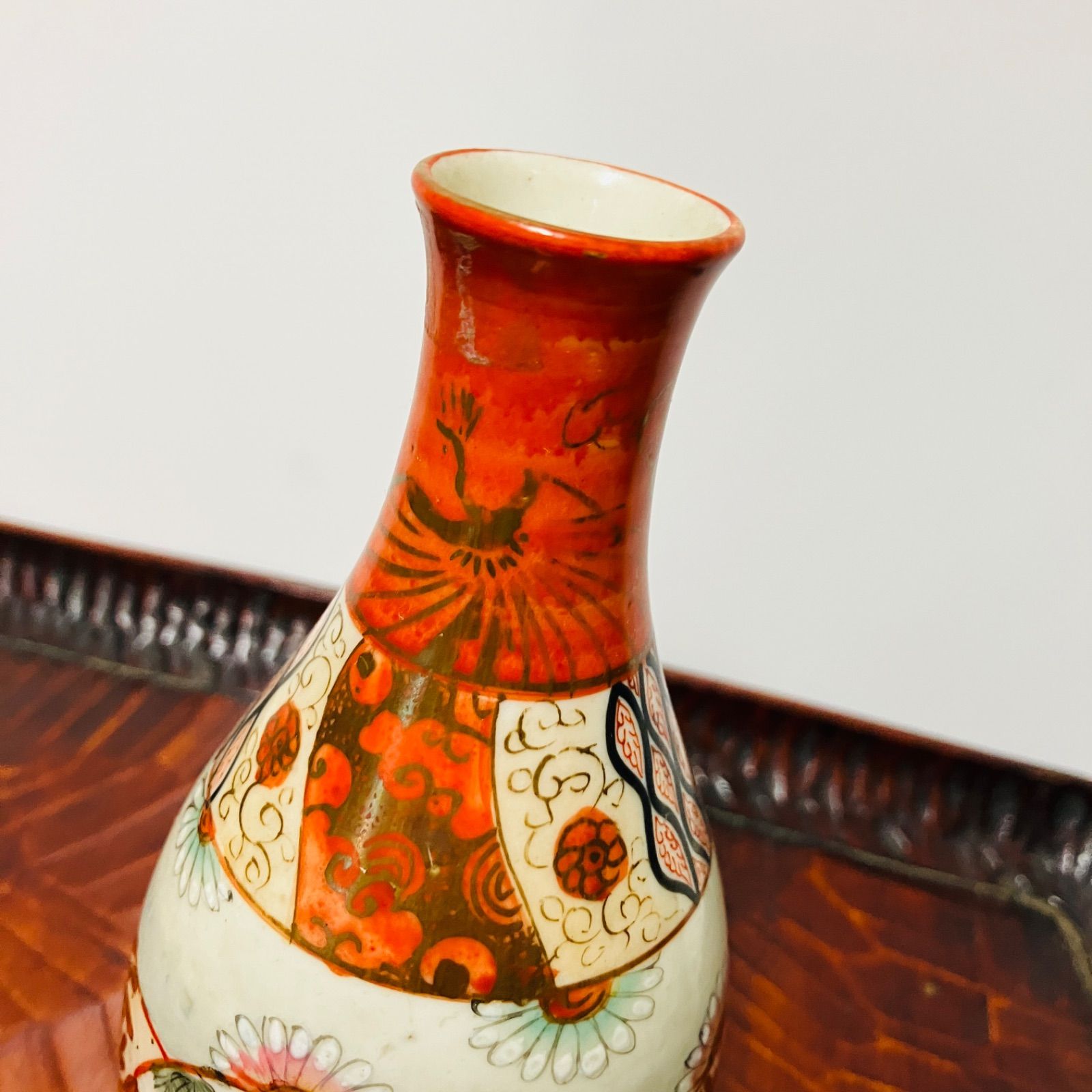 明治期 赤絵九谷徳利 人物と兎の模様 花入にも |雑貨屋えこわっか