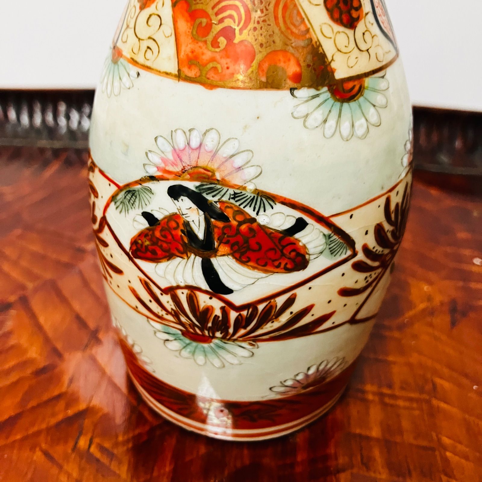 明治期 赤絵九谷徳利 人物と兎の模様 花入にも |雑貨屋えこわっか