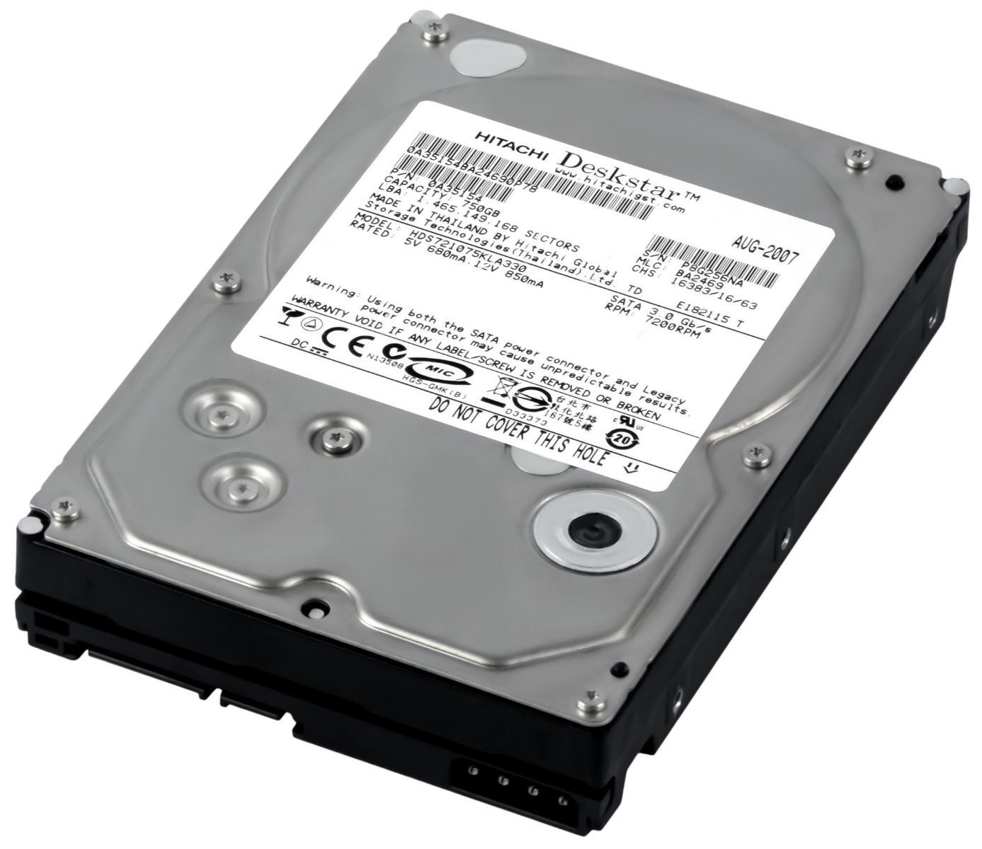 3年保証 Hitachi Deskstar 7 K 1000 750 GB 7200 RPM 32 MB SATA II 3